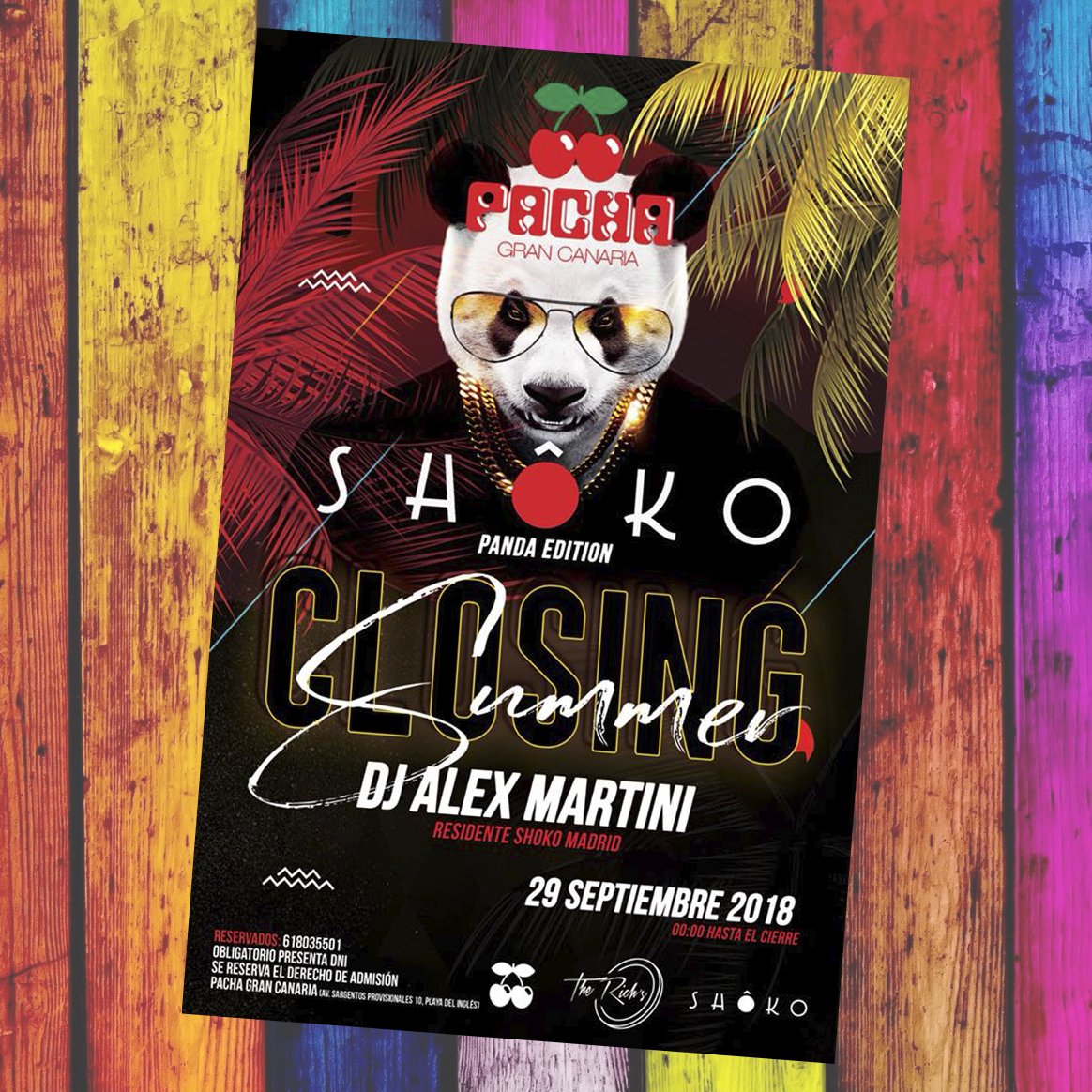 PachaGC's tweet image. Llega nuestra closing Summer ￼🏙 con la colaboración SH🔴KO y The Richs
-￼💸Precio/Price 15€ 
-￼📍Ubicación/Location: Pacha Gran Canaria 
-￼🎟Entradas en puerta/Ticket available at the entrance
-￼⏰Hasta/Till 00:00 #therichsexperience #party #shoko #pacha #grancanaria