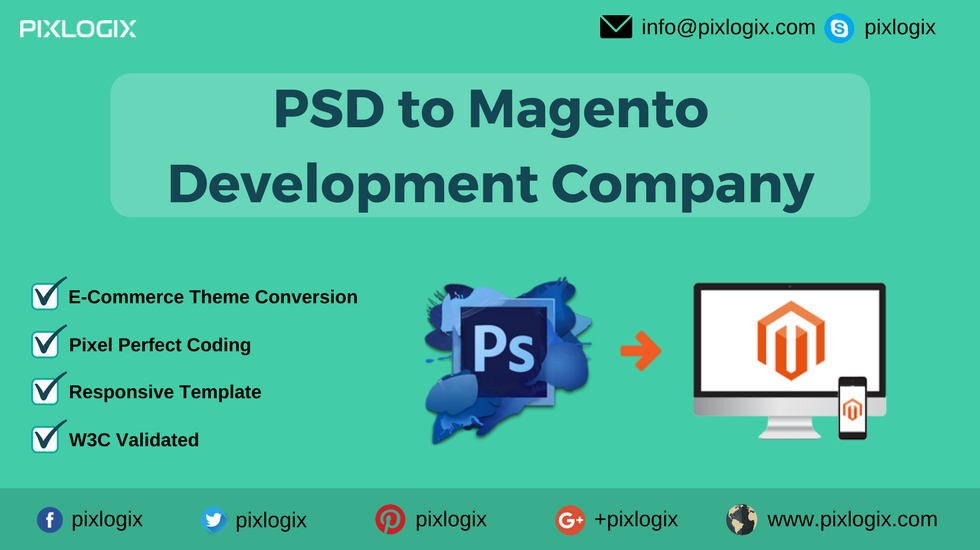 pixlogix's tweet photo. If you are looking for PSD to Magento Development Company?
Pixlogix Infotech Pvt. Ltd. offering ultimate PSD to Magento theme conversion services with affordable Magento solutions.
Get in touch with us π https://t.co/N56x70C2xo
#psdtomagento #psdtomagentodevelopment https://t.co/Z73rIB4Vxz
