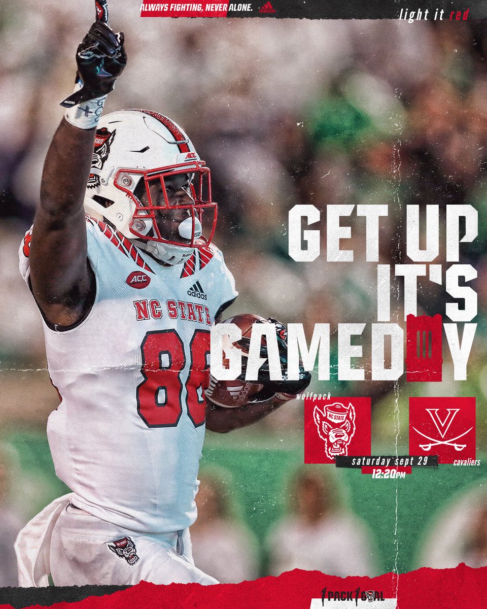 PackFootball's tweet photo. ⬆️ &amp; 🌞, #WPN! It’s ACC season.

#NCSUvsUVA 

#1Pack1Goal 🐺🐺🏈 https://t.co/6mye2TOCBy