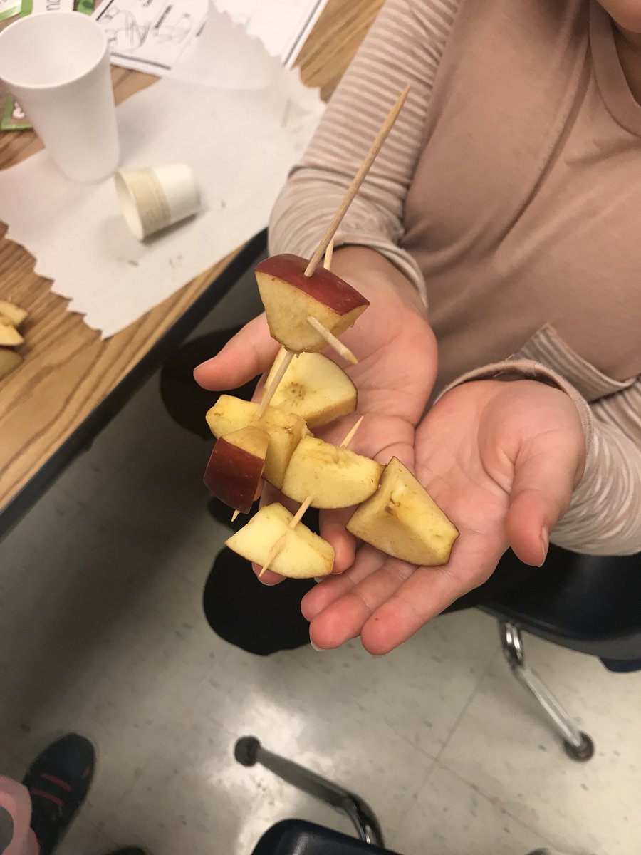 windekel's tweet photo. Firsties using their Fun Friday to build a float for Billy the Bear! They used apples and toothpicks to create patterns that would carry Billy across the stream! #stem @wcpsmd https://t.co/3jo2YLjqeD
