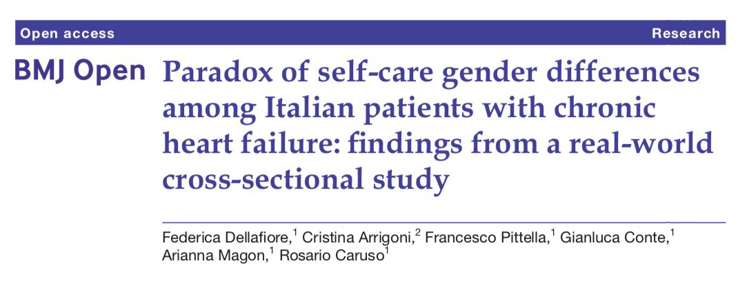 Well @utenterox, we made it! You can find our work on @BMJ_Open We explored the gender differences in self-care among patients with chronic heart failure. The results? They are paradoxical! 👉 bmjopen.bmj.com/content/8/9/e0…