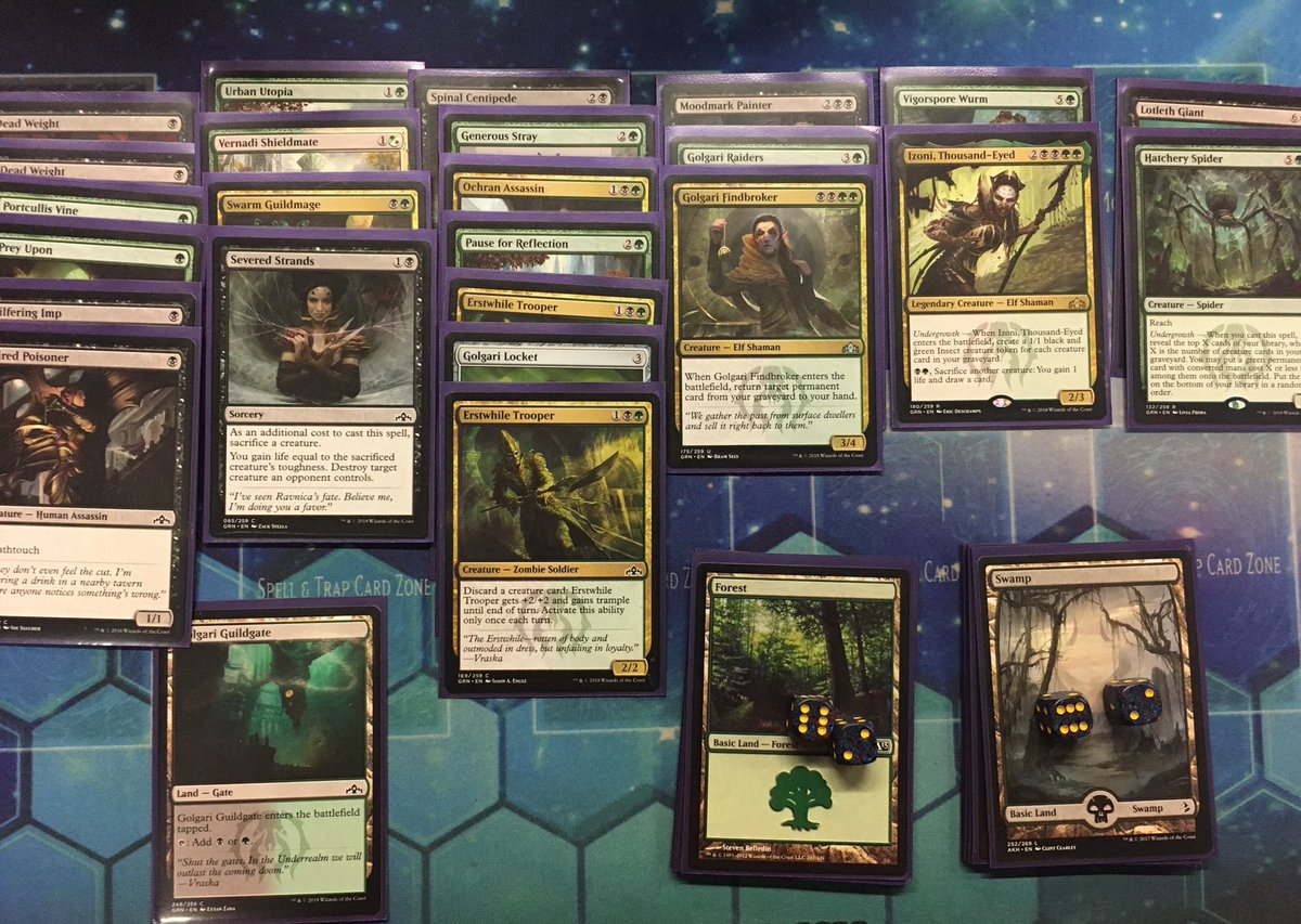 R3id's tweet photo. Went 4-0 (8-0) in #MTGGRN for the midnight prerelease. First time winning a tournament! #FridgeMaterial #GolgariSwarm #NerdShit https://t.co/y5wwE1fAjd