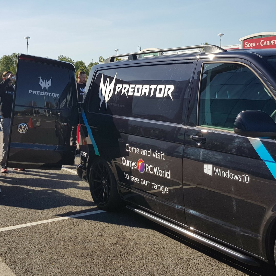 WindowsUK's tweet photo. Fancy a free trip to #SouthKorea? We're here with @AcerUK_Official, @CurrysPCWorld & @2AngryGamers for the #PredatorTour #Gaming Van Finals in Leicester, LE19 1UT. Today is your last chance to win, come visit us. We're here till 4PM. T&C’s apply. @PredatorGaming https://t.co/MxkUjJrbmA