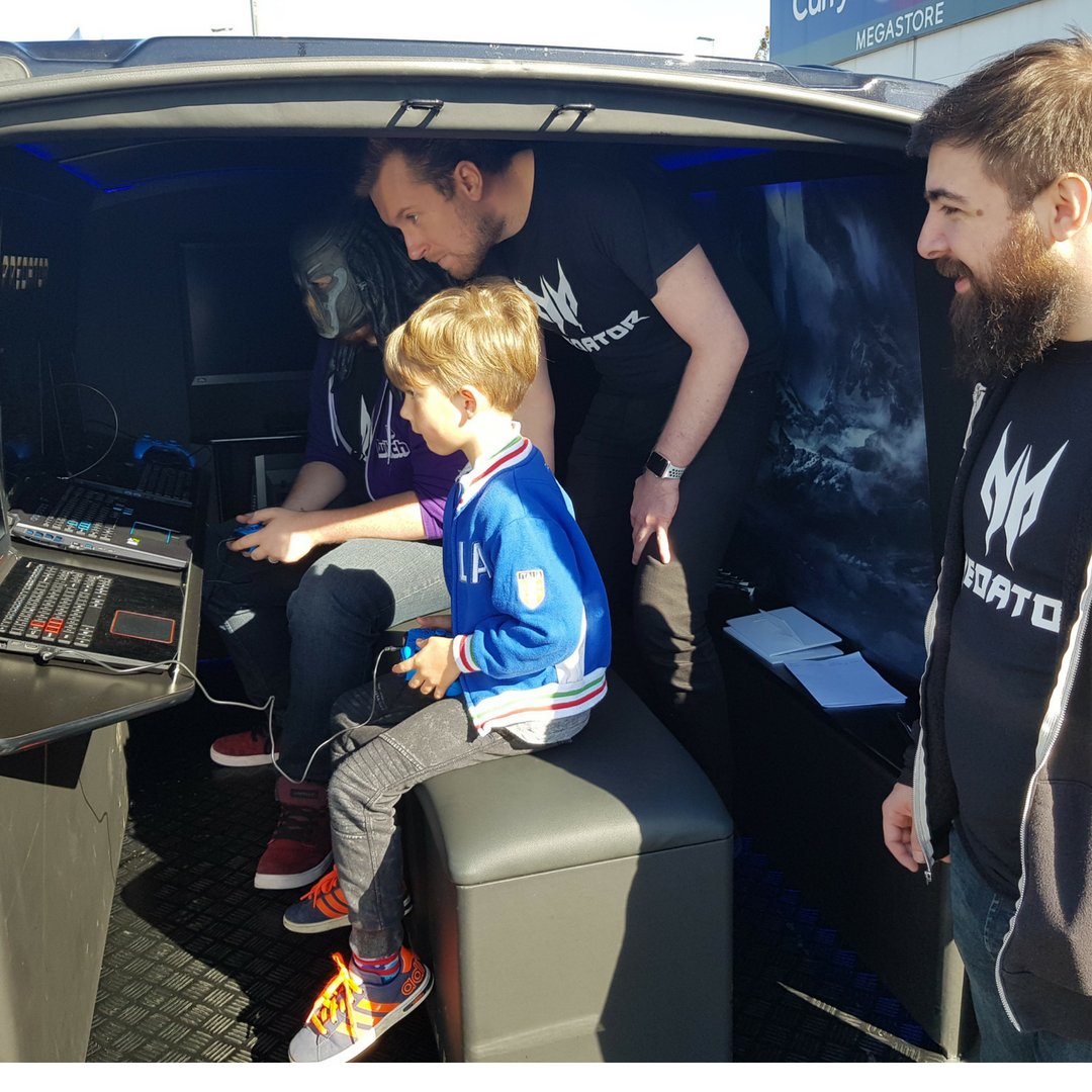 WindowsUK's tweet photo. Fancy a free trip to #SouthKorea? We're here with @AcerUK_Official, @CurrysPCWorld & @2AngryGamers for the #PredatorTour #Gaming Van Finals in Leicester, LE19 1UT. Today is your last chance to win, come visit us. We're here till 4PM. T&C’s apply. @PredatorGaming https://t.co/MxkUjJrbmA