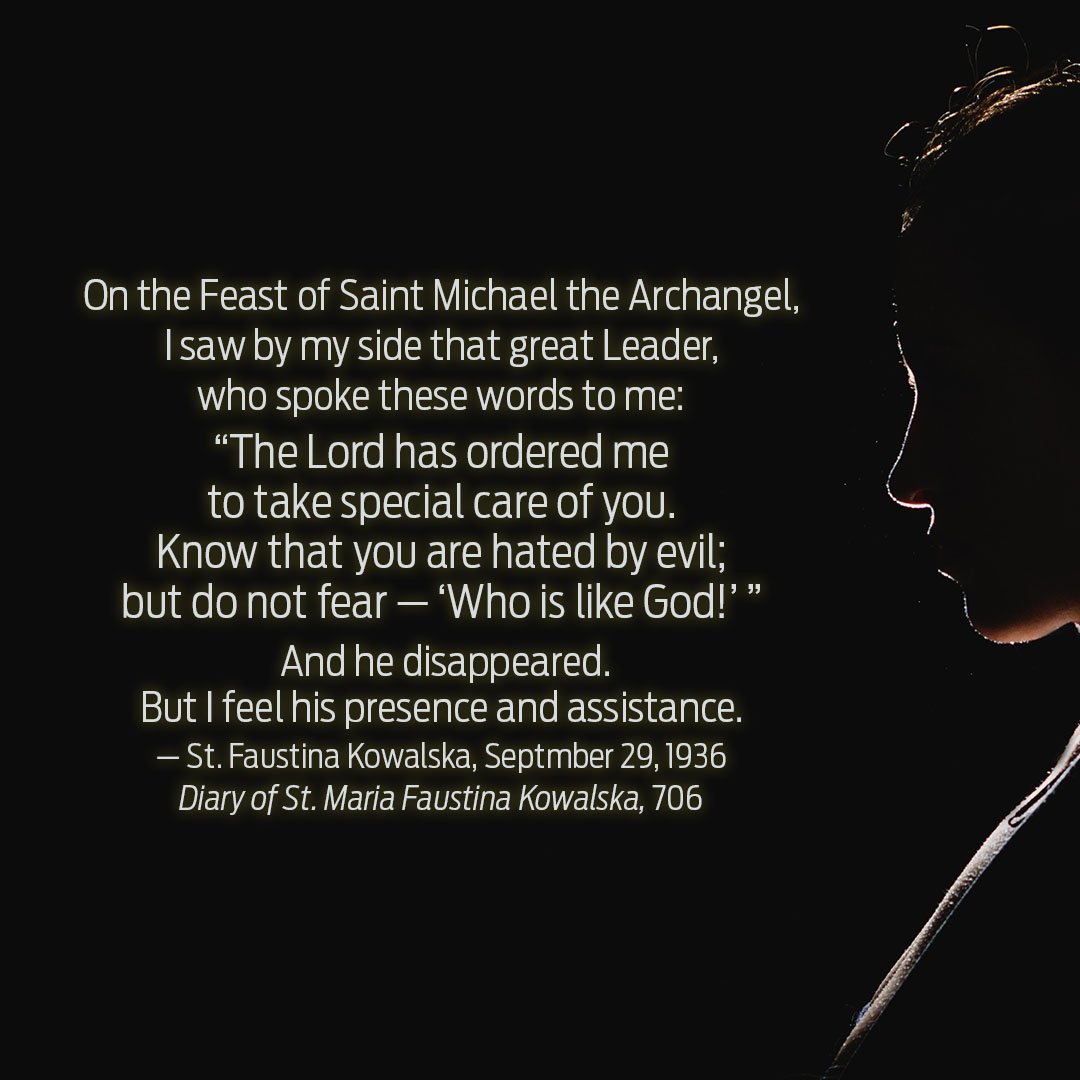 DivineMercy's tweet photo. St. Michael, St. Gabriel, St. Raphael, pray for us! #ThisDayInHistory #FeastOfTheArchangels #SaintFaustina #WeekendMercy https://t.co/cKDnwL7M8H