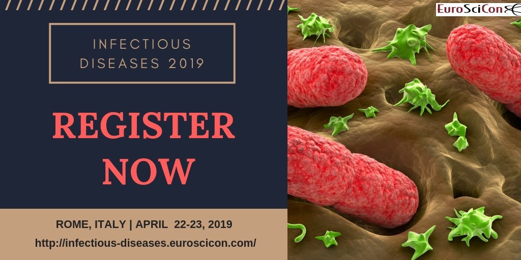 InfectiousMeet's tweet image. The Most Interesting Science at: infectious-diseases.euroscicon.com/registration               Register now and book your slots Infectious Diseases 2019 at Rome,Italy on April 22-23,2019
#phdstudents,#exhibitors,#physicians,#academies,#delegates,#speakers