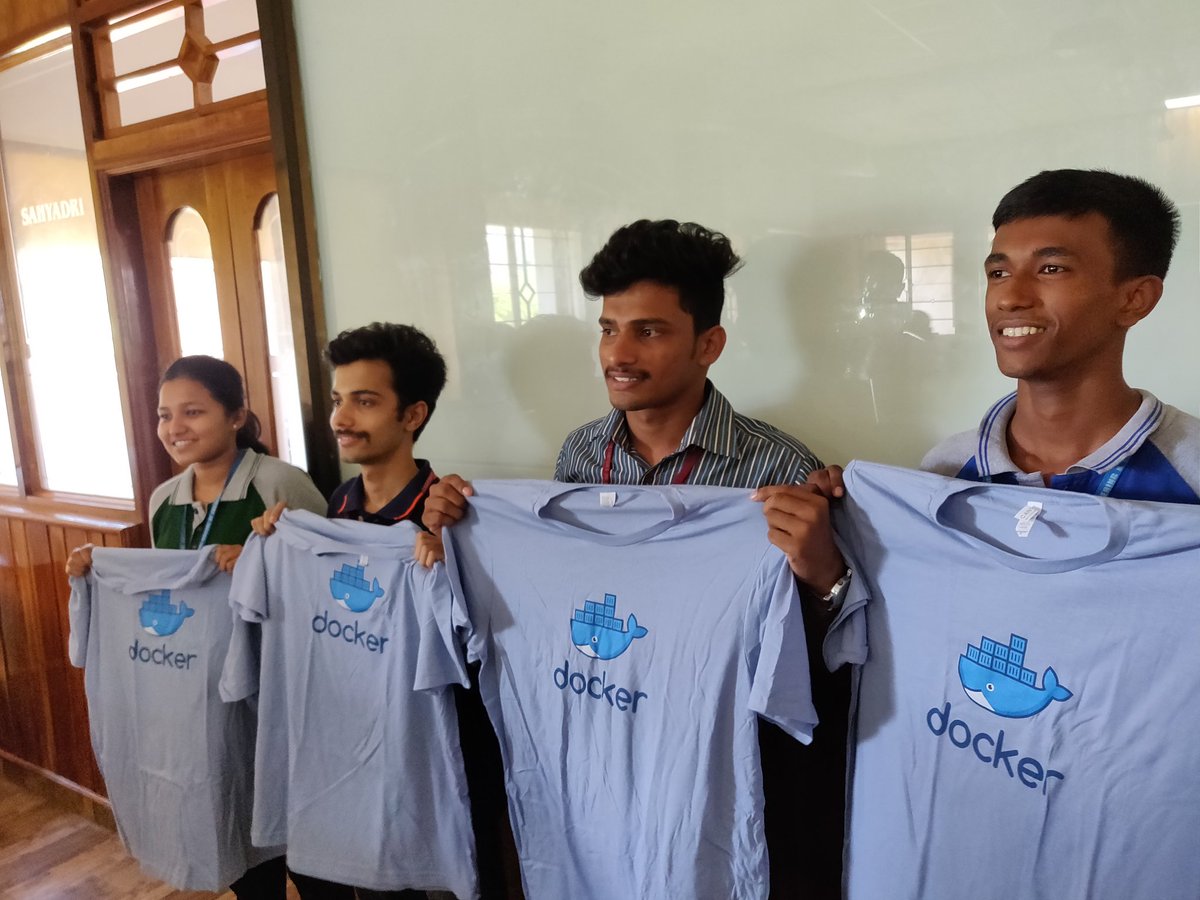 hackmum's tweet photo. Houseful: Successfully completed another #Docker101 @sahyadri_campus . Thanks to @hackersmang for coordinating & @theBuzzyCoder for mentoring the attendees during the workshop. Also congratulations to the lucky participants of our workshop; enjoy your @Docker T shirts https://t.co/2T4sGRpaG0