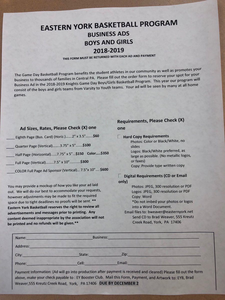 eygbb1's tweet photo. Sponsor Girls/Boys Basketball this season with an ad in our Gameday Program.  Support EY basketball!!! https://t.co/XAHVf2Gh0i