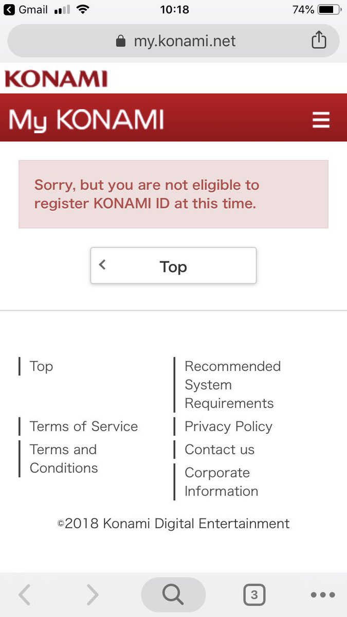 Twitter Kunwar Viresh Pratap على تويتر Konami I Can T Make New Konami Id When I Click On Confirmation Link It Says U R Not Eligible To Register To Konami Id At