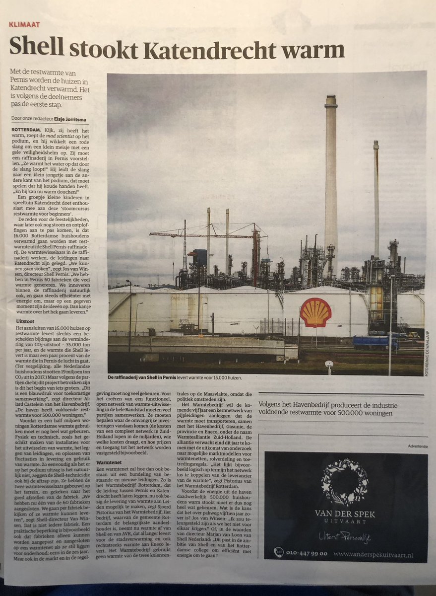 Vandaag in @nrc Ook Katendrecht op restwarmte! Laten we tempo maken met de rest van Zuid-Holland: die kans is er nu! @HanWeber @baljeuj @WBHoekstra @WiebesEric @HavenRotterdam @Gasunie @EnecoGroep