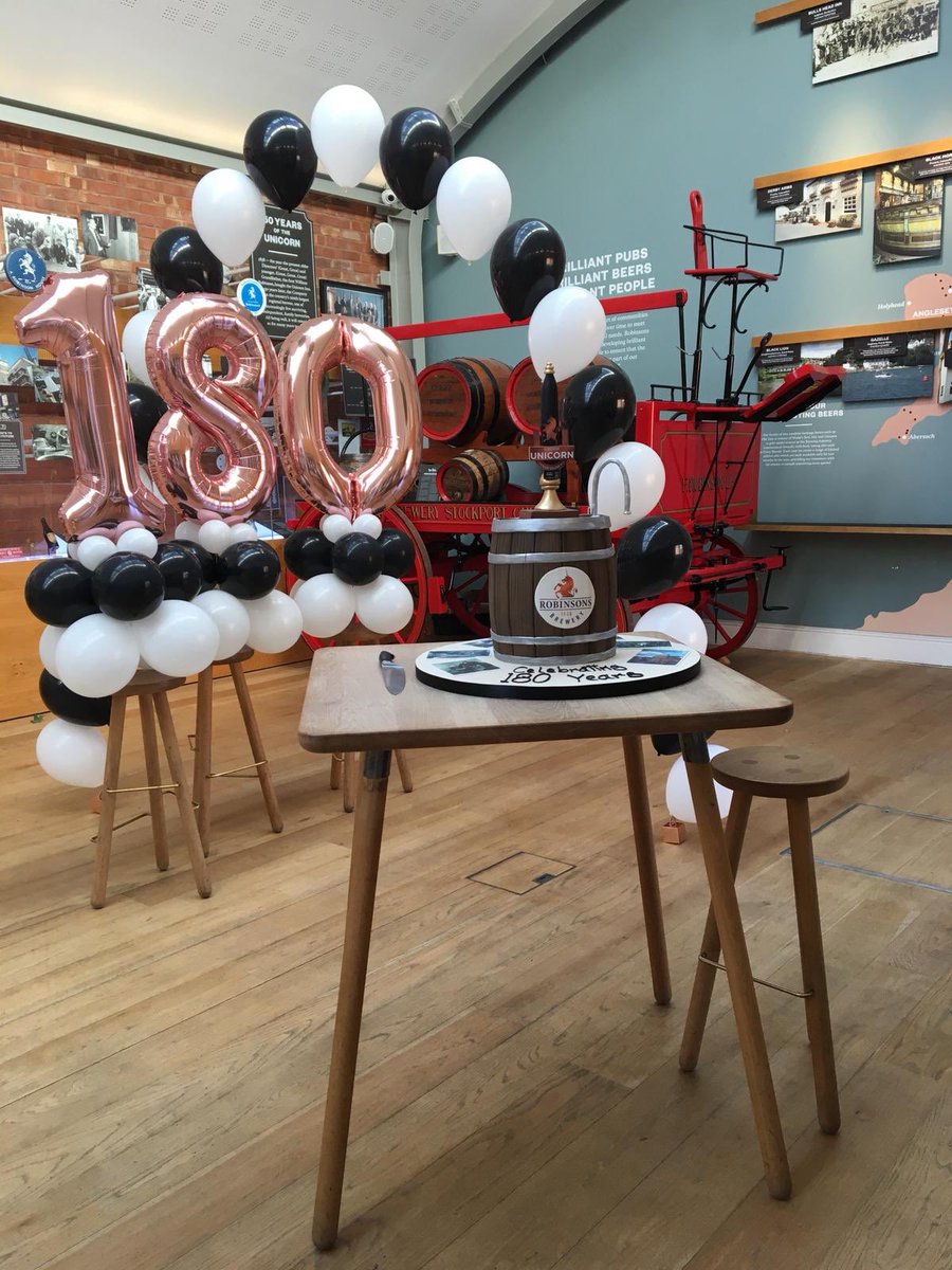 robbiesbrewery's tweet photo. Happy 180th birthday to us! We are ‘bursting’ with delight at our birthday balloons from @Theballoonbaby1 and our amazing cake from Slattery Cakes! 180 years young! #celebrating180years #brewerybirthday #robinsonsturn180 https://t.co/m10UKAn3OE