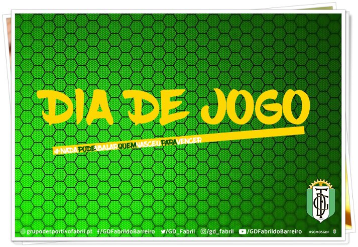 GD_Fabril's tweet photo. 💚🔥DIA DE JOGO🔥💚
⚽ Portimonense-GD Fabril
🕙 18:00
🏆 2.ª jornada - II Divisão
📍 Pavilhão Montes de Alvor
📲 #FutsalGDF
⚠️ Jogo à porta fechada https://t.co/wLmzteln6D