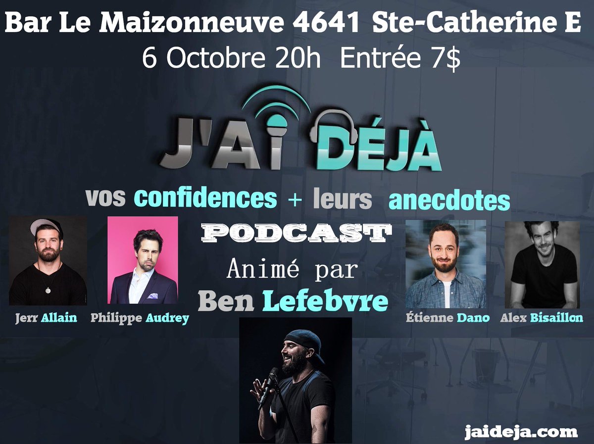 BenLef's tweet photo. Dans exactement 7 jours. Première captation devant public de mon podcast J'ai Déjà. Viens! Tu vas vivre de quoi. https://t.co/idcReulRc7