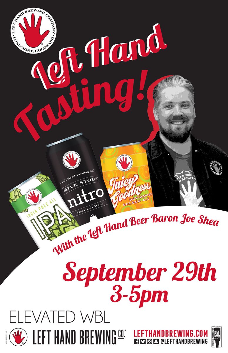 BeerBaronLHB's tweet photo. Today in White Bear Lake from 3-5pm I will be Tasting @LeftHandBrewing beers at @elevatedwbl! Come and try some of the best beers Colorado has to offer!
#craftbeer #independencematters #LeftHandBrewing #LeftHandNitro #WhiteBearLake https://t.co/ZhR73adb0d