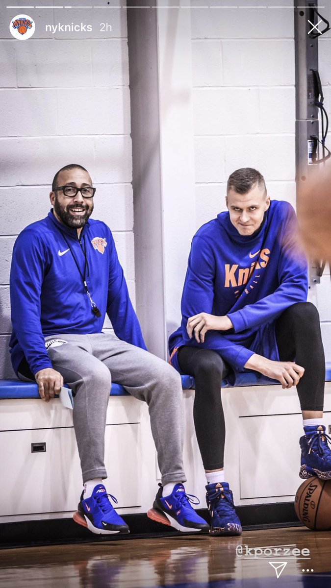 EverythinKnicks's tweet photo. Get pumped Knicks fans! Don’t care what the roster is or what happened last year - the excitement is ALWAYS there at the start of the season! @kporzee got that “Wait till I make my return!” look. #Knicks #NYK #EverythingKnicks https://t.co/yw6ma50sgn
