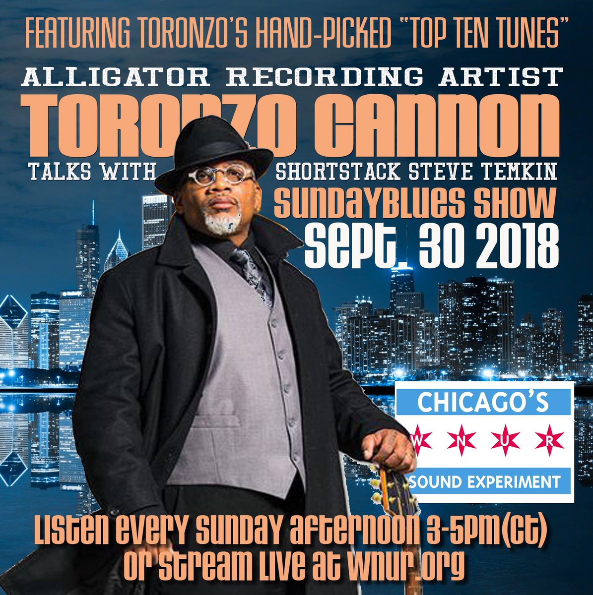 Tune in 3pm Central Time to 89.3 FM to the WNUR Sunday Blues Show with ShortStack Steve Temkin and special guest <a href="/ToronzoCannon/">Toronzo Cannon</a> and a tribute to Koko Taylor. Stream live at WNUR.org