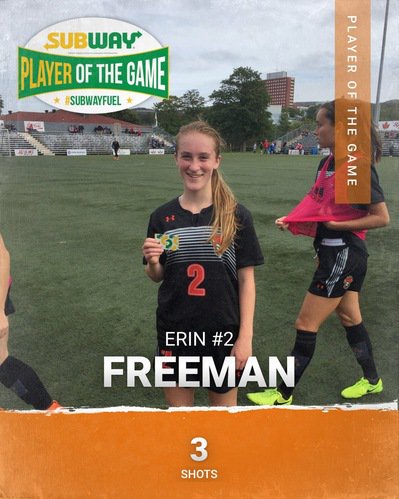 .@SubwayAtlantic Player of the Game <a href="/CBU_W_Soccer/">CBU Women's Soccer</a> Erin Freeman