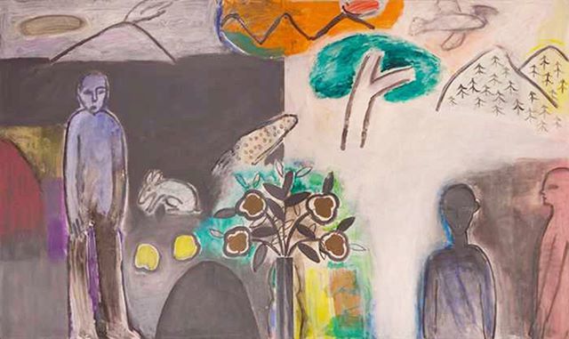 WaldKimGallery's tweet photo. Po Kim’s figurative works often allude to a darker side of Arcadia. His colorful landscapes populated with enigmatic figures and animals suggest that perhaps the artist was using his art as a cathartic process to deal with past trauma from his time in po… https://t.co/zWenYUjg0R https://t.co/BAa9fBe87L