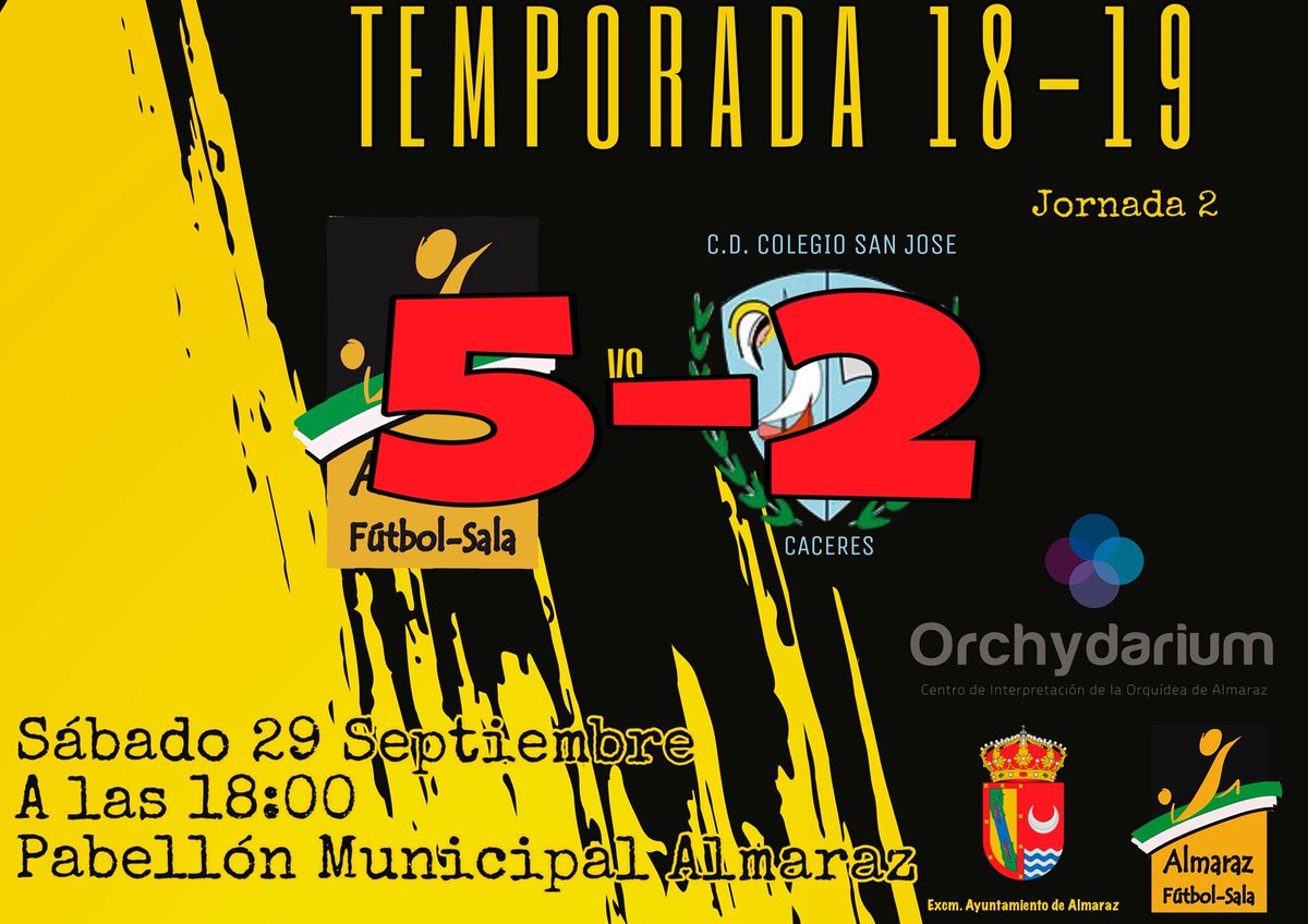 💥JORNADA 2º💥

Primera victoria de la temporada, muy buena primera parte y bajamos la intensidad en la segunda de nuevo. Continuamos trabajando para mejorar.

<a href="/almarazfs/">Almaraz FS</a> 5-2 <a href="/CdcSanJoseFS/">CDC SAN JOSÉ FS</a> 

#vamosAFS