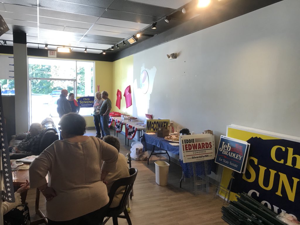CountryYoung's tweet photo. As The President of @CountryYoung, I came down to North Conway to check out the new sweet office! Now I’m phone banking here to #DefyHistory in November! Our Committee will be back soon to help #Leadright! #Themoosecrew #WorkForTheWin #RedWaveForKavanaugh https://t.co/kMXnDoDrg9