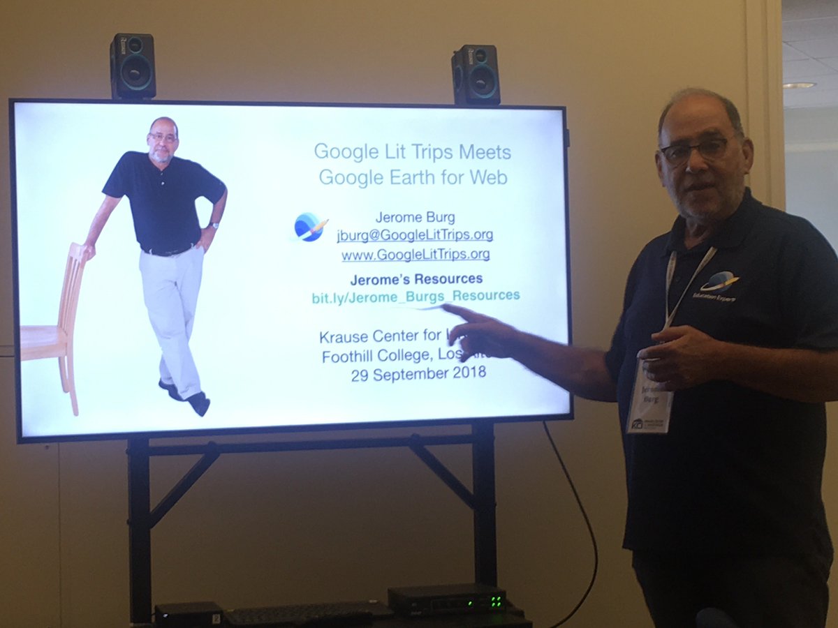 miagittlen's tweet photo. What a joy to experience Google Lit Trips Meets Google Earth for Web with the one and only @jburg #googlekci @krausecenter @lispaz68 https://t.co/d3I05508U8