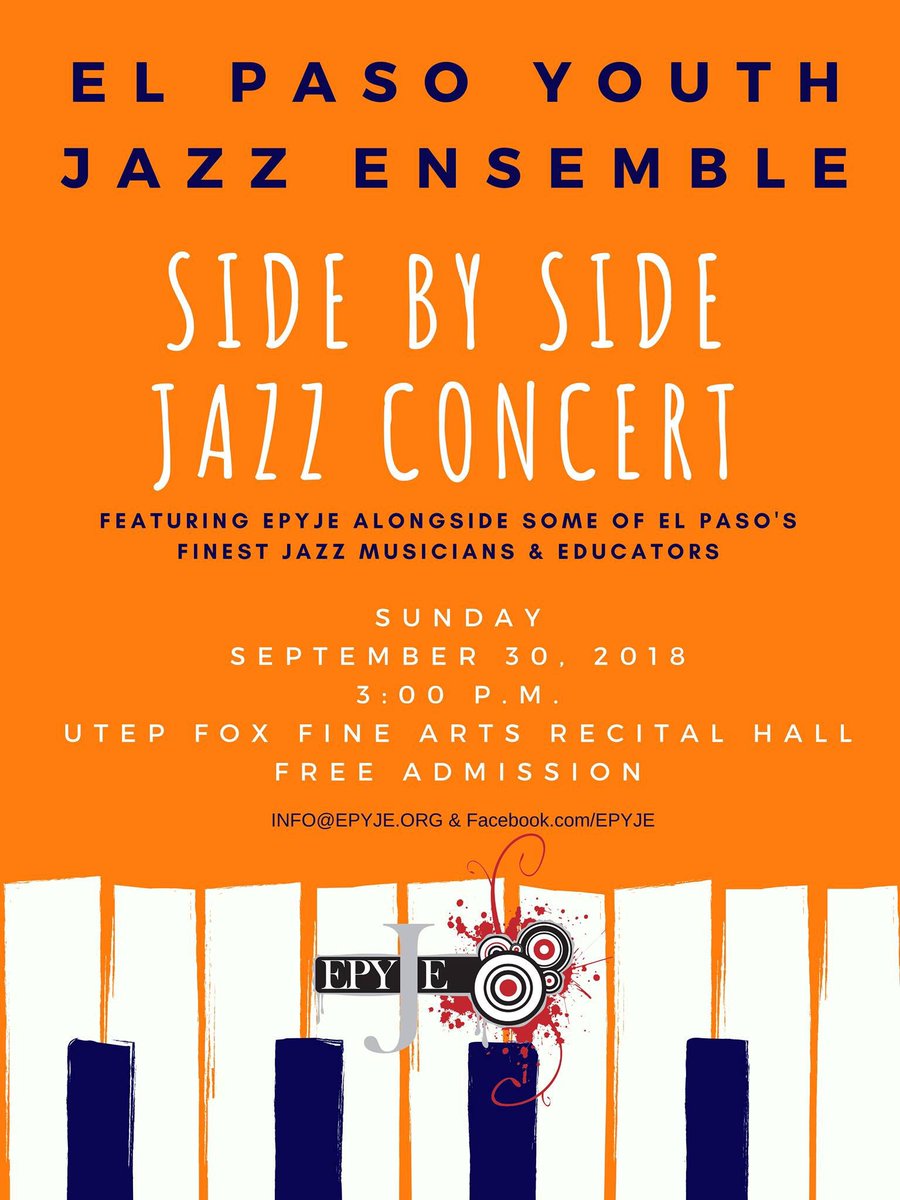 ep_jazz's tweet photo. Free Jazz this Sunday at UTEP Fox Fine Arts! 
#EPYouthJazzEnsemble #Jazz #EPForward #ElPaso https://t.co/QnmYJgN9cH