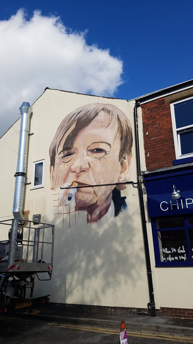 stevello57's tweet photo. The Mark E Smith mural nearing completion @PwichArtsFest #PAF2018 https://t.co/pL6ZQEi68l