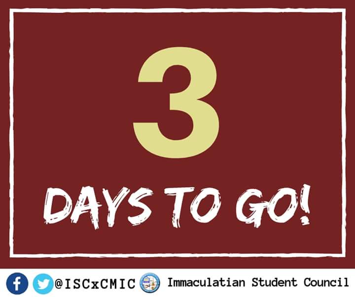 ISCxCMIC's tweet photo. #iUpdate: Immaculatians, 3 days to go before our 40th Founding Anniversary! Make sure you are all ready! #ISCServesAsOne https://t.co/wvBeXW33P5