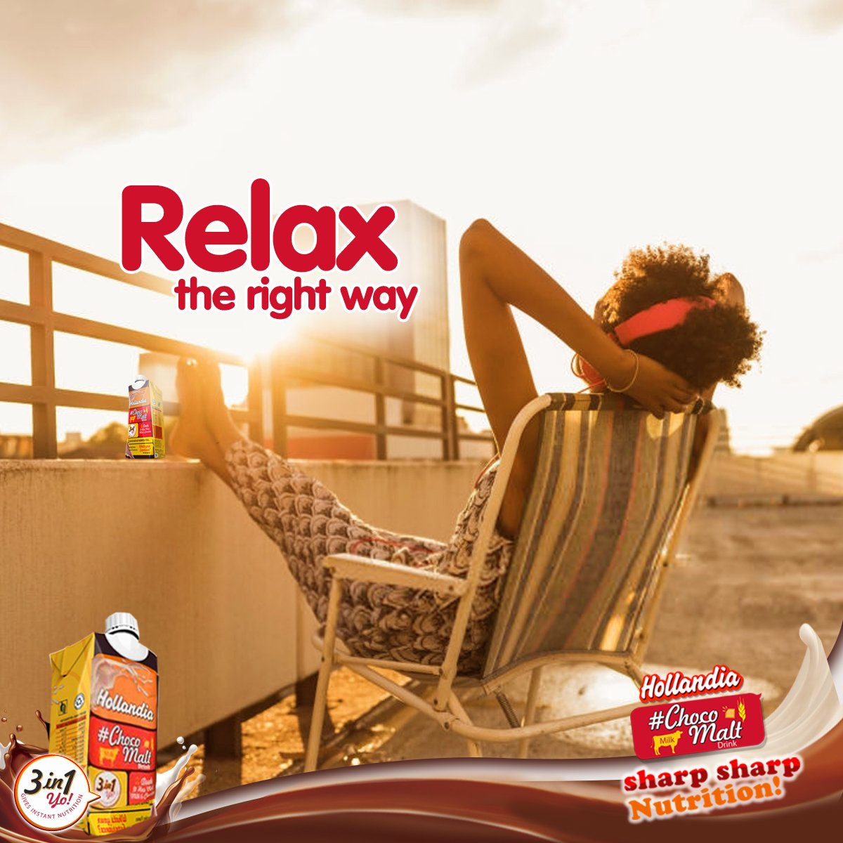 _ChocoMalt's tweet photo. What is your routine like today? Don’t stress yourself at all, relax your body with a parkpack of Hollandia ChocoMalt; the sharp sharp nutritious drink. #3In1Yo!
#SharpSharpNutrition
#HollandiaChocoMalt
#weekend https://t.co/EinriYTdC3