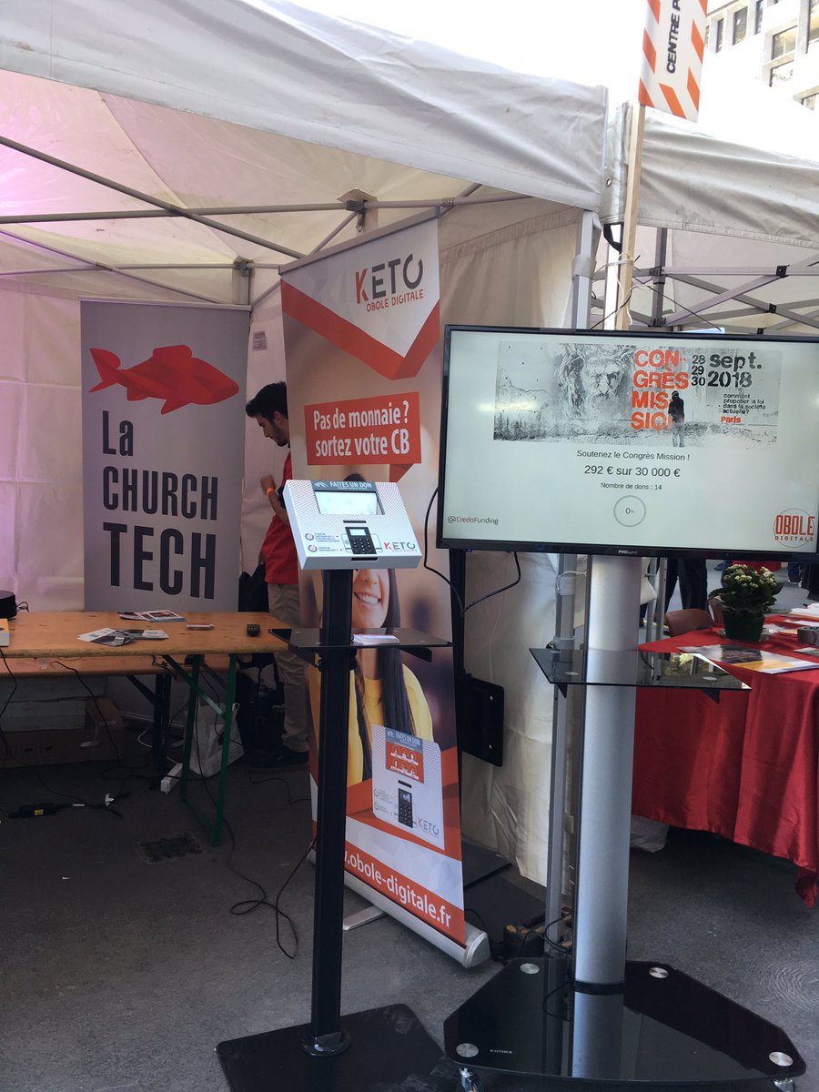 LaChurchTech's tweet photo. La Church Tech au #CongresMission2018 ! @appli_laquete #bornesKETO @credofunding @AureoleBox @CongresMission https://t.co/mzFo2SAERl