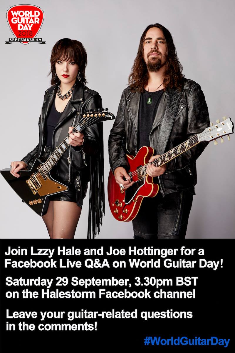 MusicRadar's tweet photo. . @Halestorm's Lzzy and Joe will be answering your questions live on facebook in 30 minutes time! https://t.co/fubQaRKYmL #WorldGuitarDay #WGD18 https://t.co/ZradTW49P1