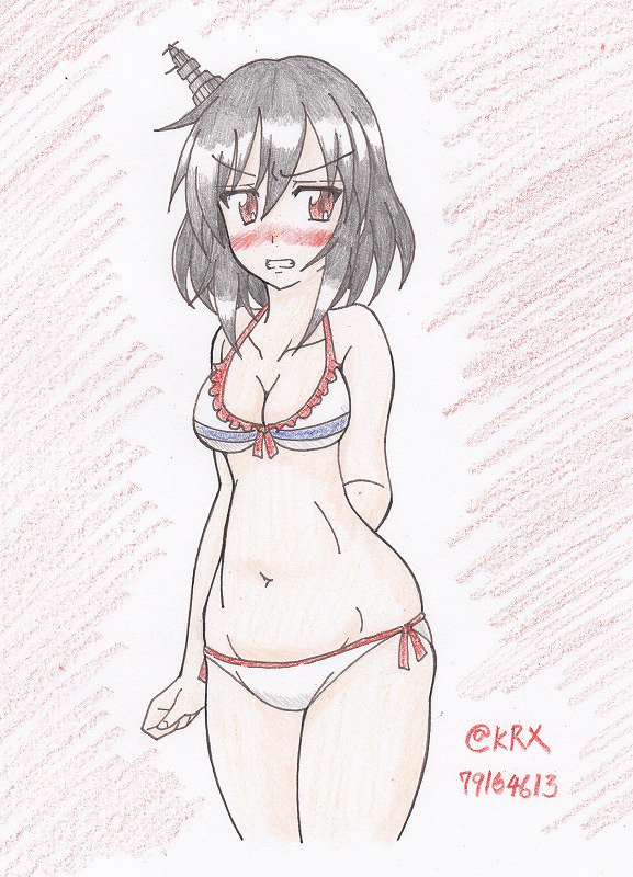 #艦これ版深夜の真剣お絵描き60分一本勝負
 #艦これ版真剣お絵描き60分一本勝負_20180929
 #山城
嫌な顔しながらも水着姿を
見せてくれる山城 