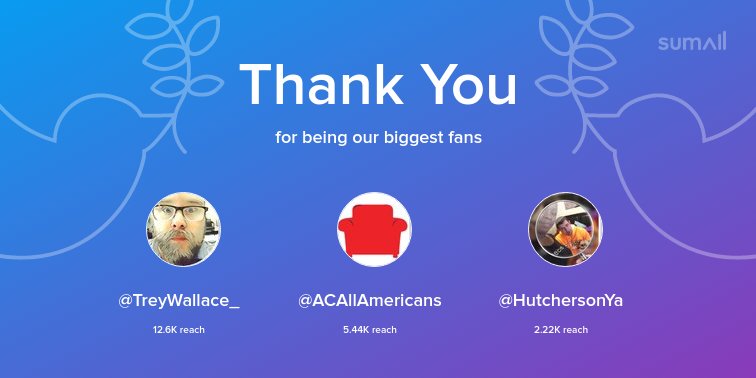 ArmchairUTenn's tweet photo. Our biggest fans this week: @treywallace, @ACAllAmericans, @HutchersonYa. Thank you! via https://t.co/Vw57Bvnroh https://t.co/t7WdLZin9X