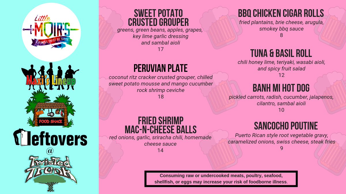 Littlemoirs's tweet photo. Here are tonight’s Food Trailer specials at Twisted Trunk!! We’ll be there from 5-10ish! https://t.co/uQBlhkItAe