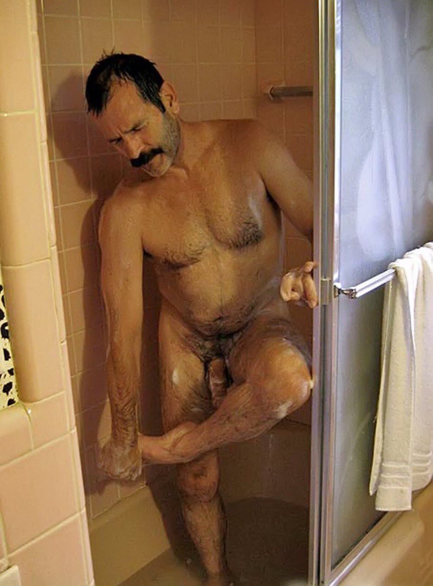 Father And Son Naked In Shower.