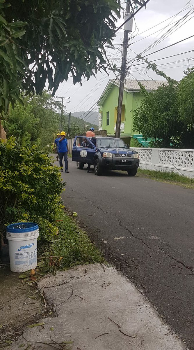 powerofcaring's tweet photo. Thank you Tanya Coertzen for this image of our guys out in the field during restoration works following the passage of Tropical Storm Kirk. #LUCELEC #TSKirk https://t.co/tHQZAl1RLV