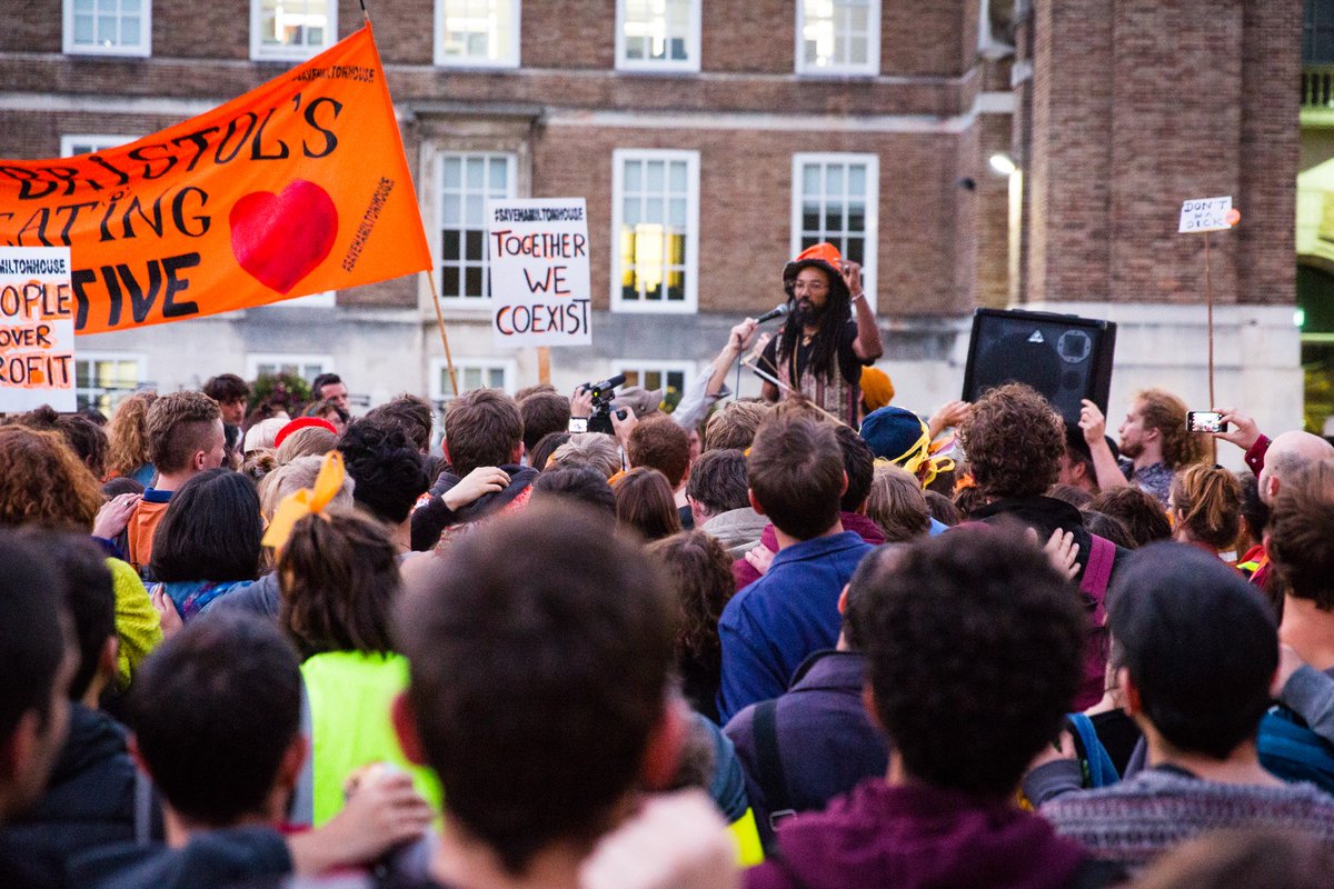 FDPritchard's tweet photo. Great pic of Kabbo @indigenekreolma from last weeks @SaveHamHouse @CoExist_UK @HamiltonHouseBR demo. Photo credit: @claudioahlers #savehamiltonhouse #letuscoexist #peopleoverprofit https://t.co/dTvKhWxXYJ