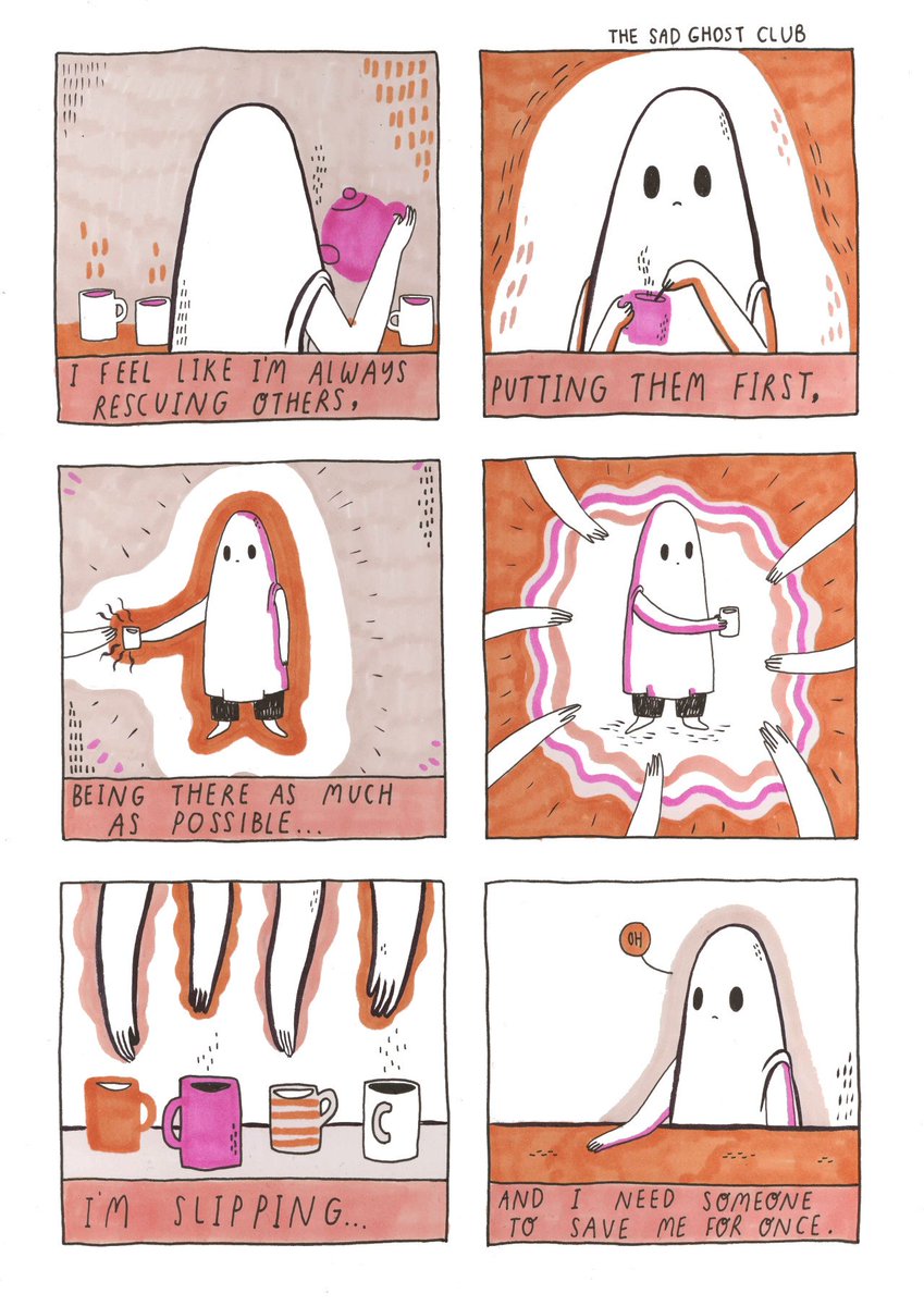 It's so tough when it feels like you're the one always taking care of everyone, especially when you need to see some of that care and attention yourself.
This comic is from our latest zine - Still Trying, which is available here - https://t.co/mkbwOfdVAN <3