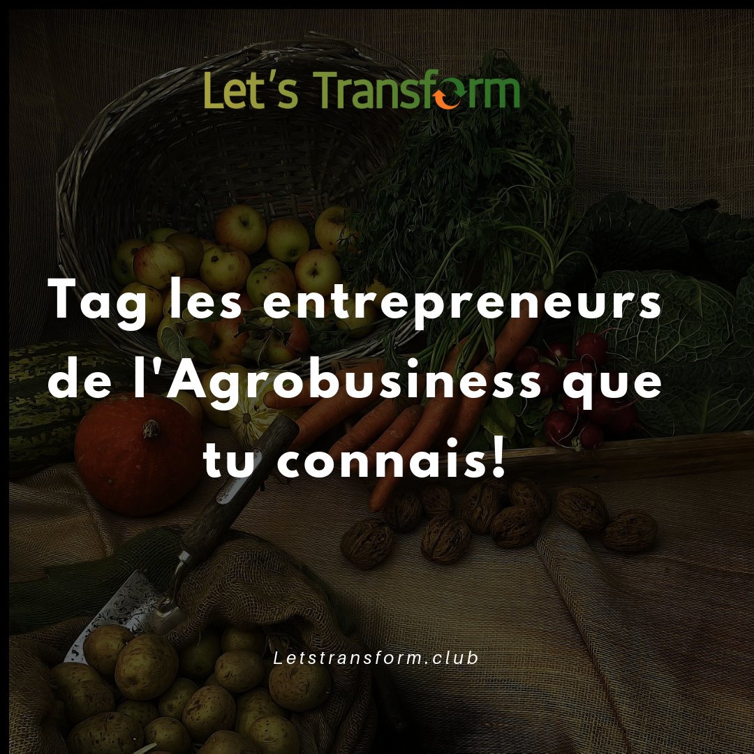 lets_transform's tweet photo. Hello les amoureux de la terre et de ses produits, en attendant les prochaines publications, taguez les entrepreneurs de l'Agrobusiness que vous connaissez pour qu'on vous les dévoilent autrement...
#Entrepreneurs #entreprenariat  #Entrepreneurship #agribusiness #agrobusiness https://t.co/qTnx5LjCXt
