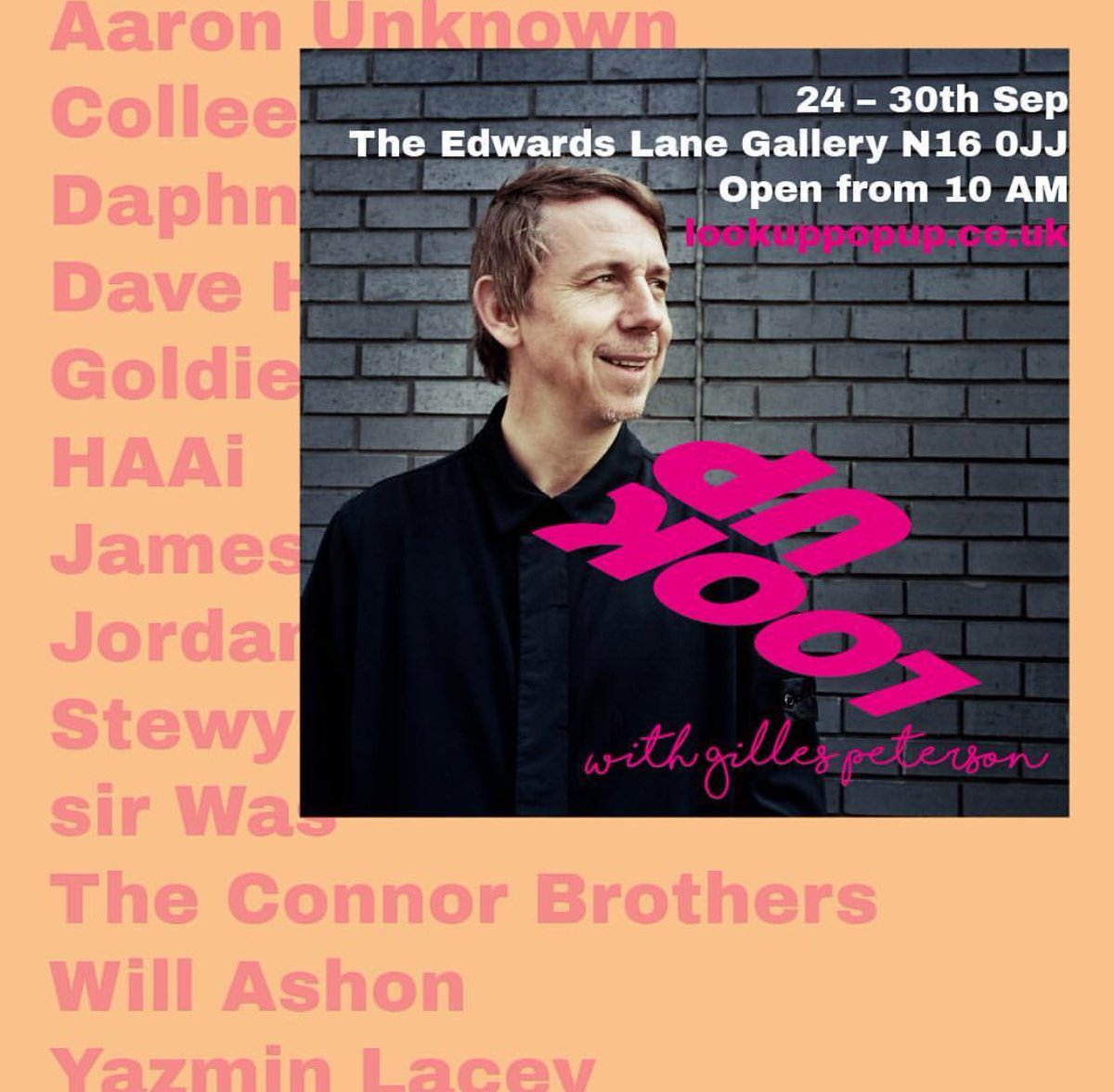 LookUpPopUp's tweet photo. Tomorrow, @gillespeterson will be in the Look Up shop from 11 til 12 for one last fire sale! All books and records will be 50% off - see you there!
#lookup #lookuppopup #mentalhealth #thearts https://t.co/rRgE2653z5