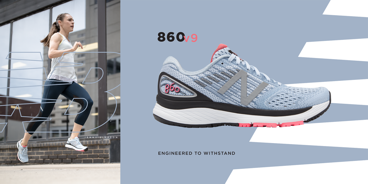 Featuring a lightweight engineered mesh upper, the all-new women's New Balance 860v9 running shoe offers premium stabilizing technology to help you go the distance. pbxx.it/Y10Ke6