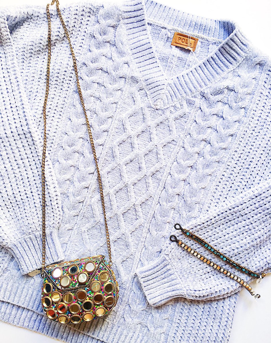 Begboutique's tweet photo. Powder blue + chenille + cable knit = 💙💙💙 so many cute new arrivals are here &amp; we’re open till 7 tonight 💫✨💫✨ https://t.co/VefWOaoXTo