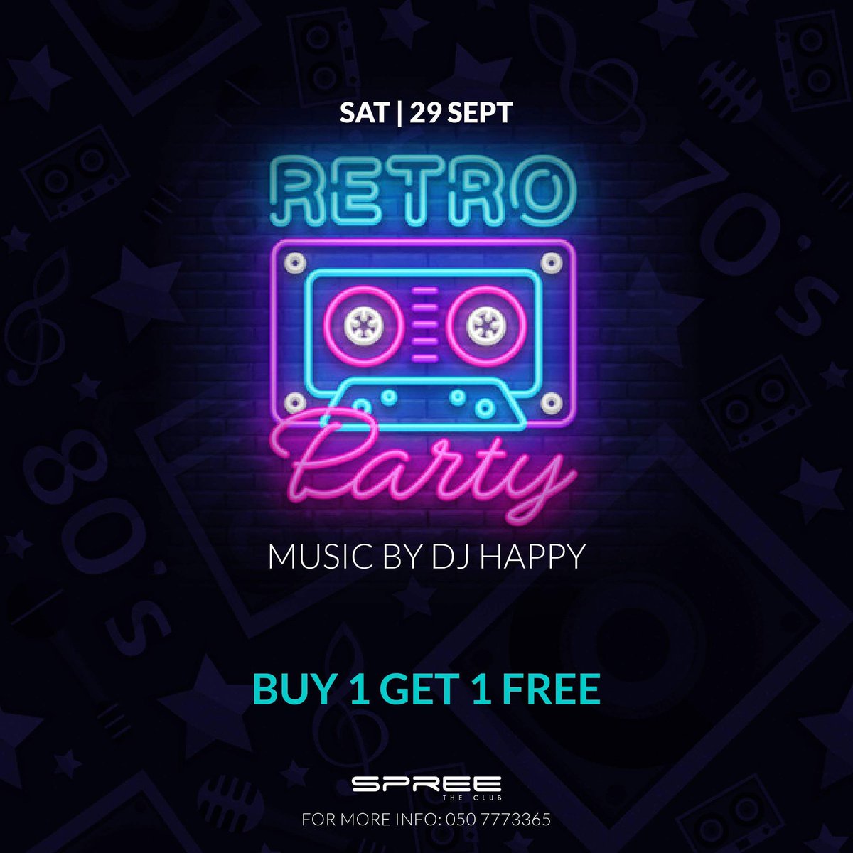 SpreeTheClub's tweet photo. #Tonight
"BUY ONE GET ONE FREE"
Retro Tunes By: DJ Happy

Door Policy: 
Ladies &amp; Couples Enter Free All Night Long!
Gentlemen Pay: AED 100/-

More Info &amp; Table Reservations 
Please Call/Whatsapp: 050 7773365

#Spreetheclub #DubaiNightlife #DubaiPartyPeople #DXBPARTIES #Dubai https://t.co/CVDXsPiaAw