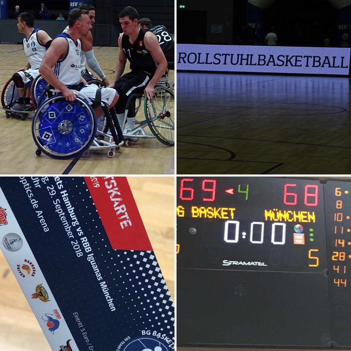 rollenderhsvfan's tweet photo. Auf dem Rückweg aus Fürth die bgbasketshamburg noch 3 Viertel unterstützt. War cool 😎 komme gerne wieder. #hsv #rollstuhlbasketball #inselpark #edelopticsarena #supportewasduliebst #samstag #collage #sieg #gewonnen https://t.co/wOq1MDbULY