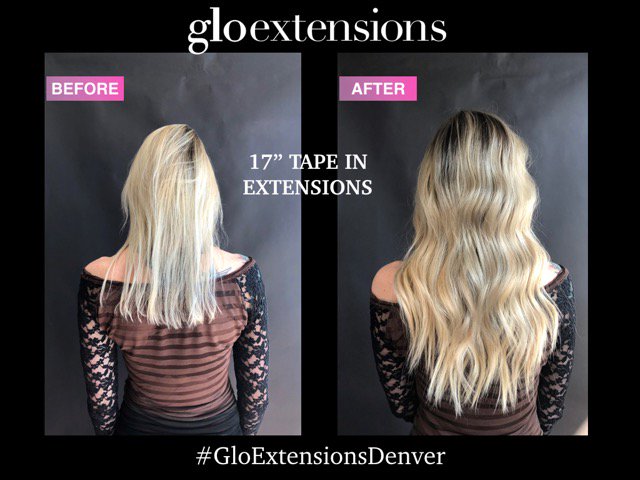 Before | After 17' Tape In Extensions #GloExtensionsDenver #TapeInExtensions #HairtalkUSA #ExtensionExperts #GloCaitlin #BlondeBombshell #HairGoals #Blondie #BlondeBombshell #LongHair #DenverHair #DenverSalons