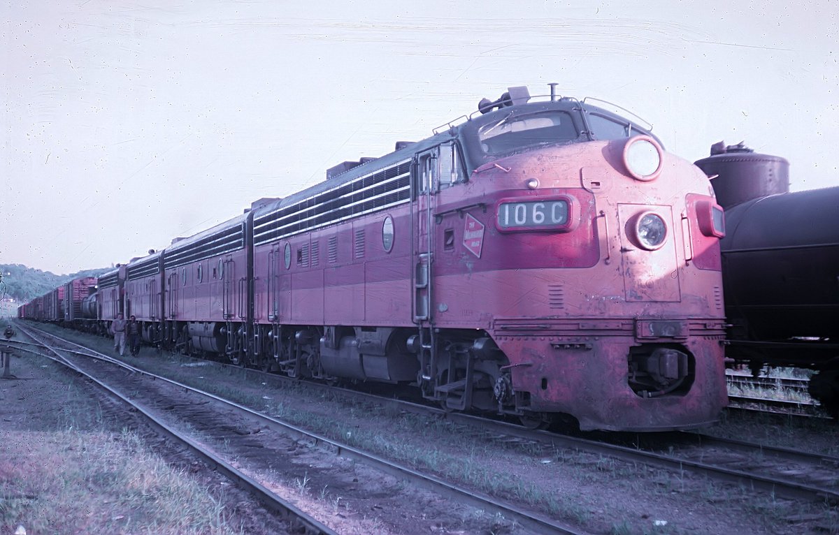 americanrails's tweet image. A Milwaukee Road freight train, led by F7A #106-C, readies to leave the yard in St. Paul, Minnesota on June 4, 1964. Marty Bernard photo.