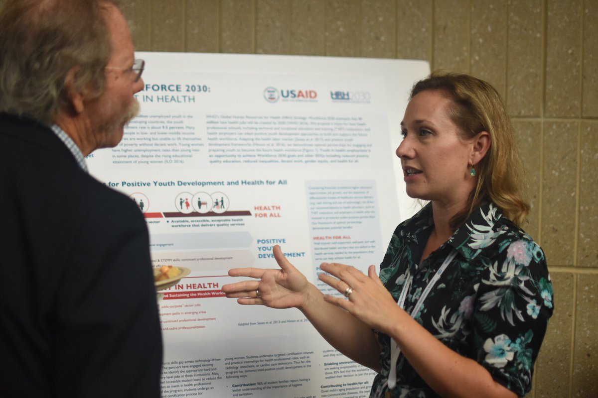 HRH2030Program's tweet photo. How can health employers adapt positive youth development approaches to build the future #healthworkforce? Our own @rachel_deussom presented a poster on this important topic at the #GYEOS this week! Check it out here:  https://t.co/sDqK6dnGMn @YouthEconOpps https://t.co/86s2r7ytUD