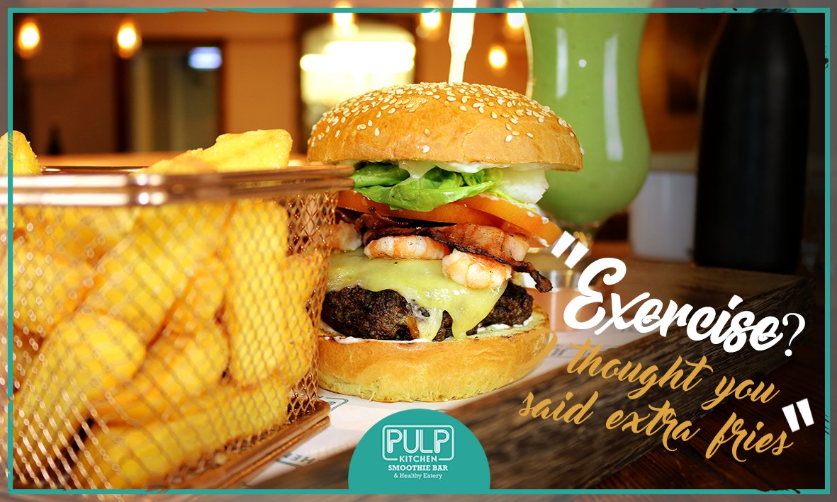 PulpKitchenUK's tweet photo. "Exercise? I thought you said extra fries!" #QuoteOfTheDay #Food #Southend https://t.co/ARyzqW519c