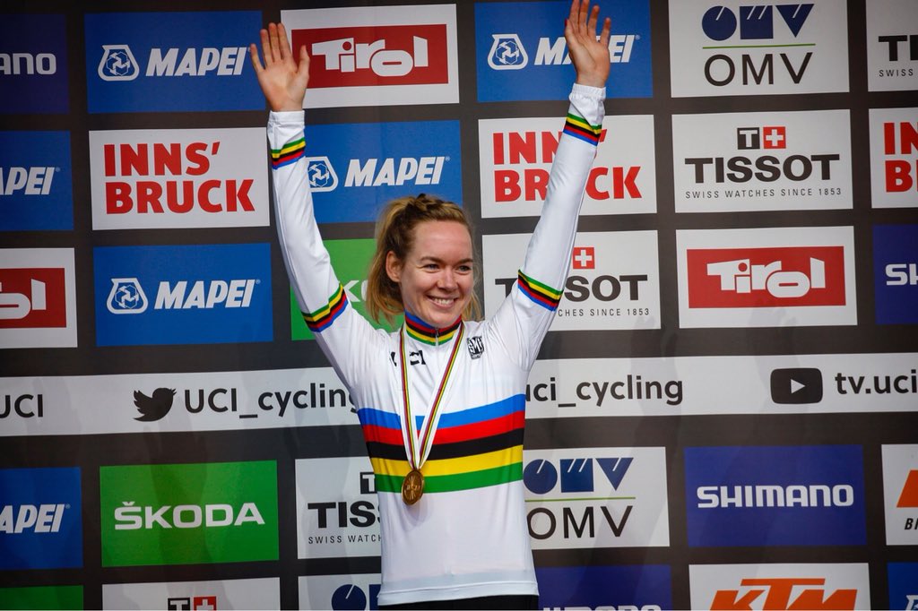 teamsdworx's tweet photo. 🇦🇹 #InnsbruckTirol2018 

“This was a big goal for me and it wasn't a secret, so there was a lot coming at me. I didn't expect to win like this." - @AnnavdBreggen 

Hear from YOUR NEW WORLD CHAMPION! 🌈

🇬🇧: https://t.co/fgj8xv5e94 https://t.co/mw46p26H8I