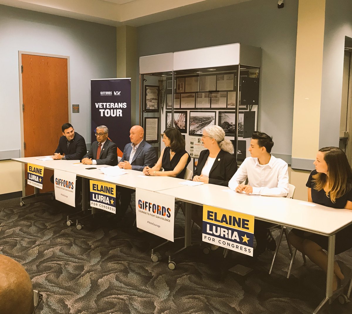 TeamElaineLuria's tweet photo. Hearing from @ShuttleCDRKelly: “Last year we had more kids shot &amp; killed in schools than we had soldiers shot &amp; killed in Afghanistan. To fix this problem we need to elect the right people to Congress.” #VA02 @GiffordsCourage @votevets https://t.co/4IfsplmbM9